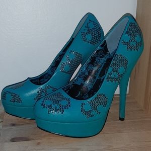 Iron Fist Sugar Hiccup Teal Platform Heels